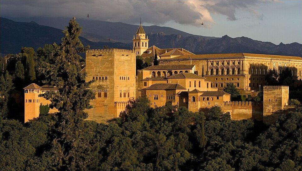 The Alhambra and wooded hillside in Granada